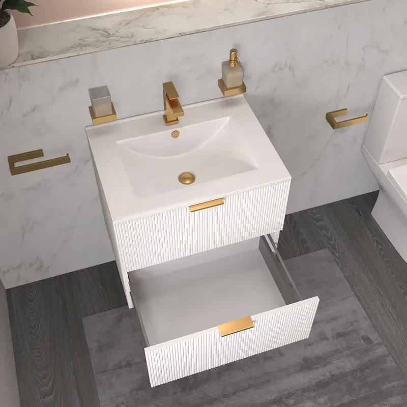 sonix white 600 wall vanity unit fluted