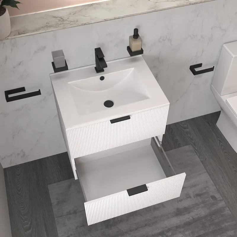 sonix white 600 wall vanity unit fluted