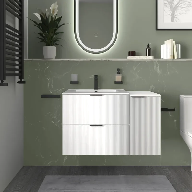 sonix white 900 wall vanity unit fluted