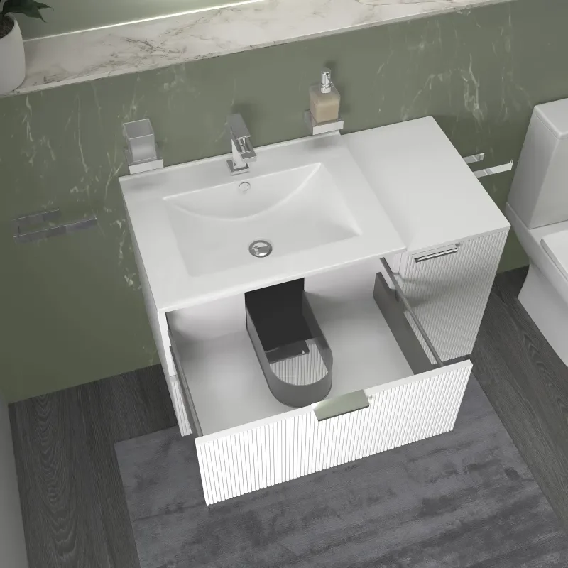 sonix white 900 wall vanity unit fluted