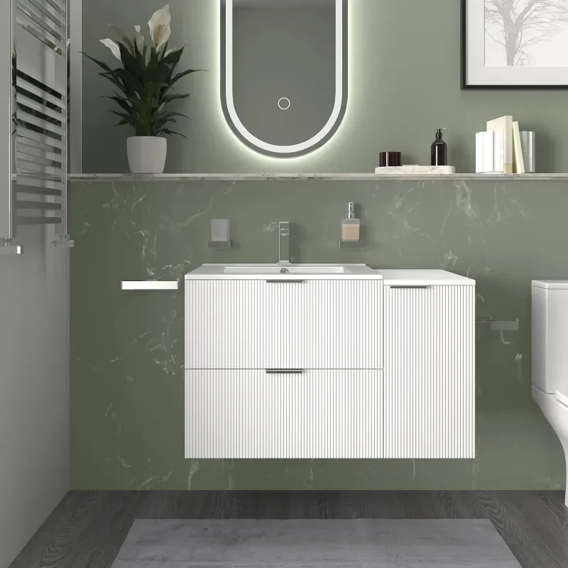 sonix white 900 wall vanity unit fluted