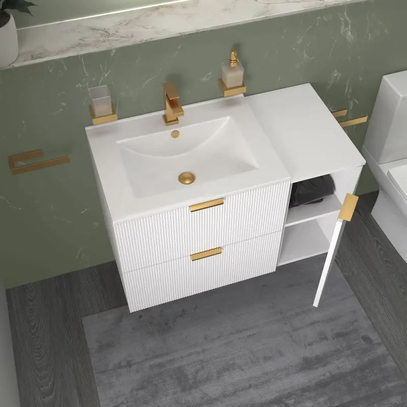 sonix white 900 wall vanity unit fluted