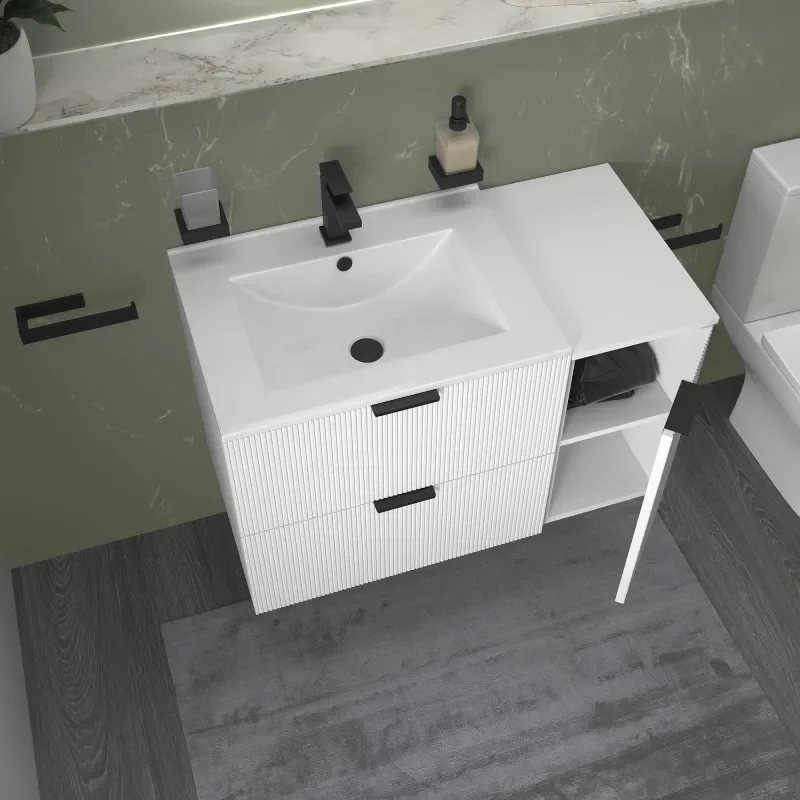 sonix white 900 wall vanity unit fluted