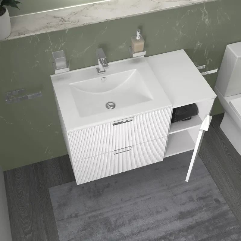 sonix white 900 wall vanity unit fluted