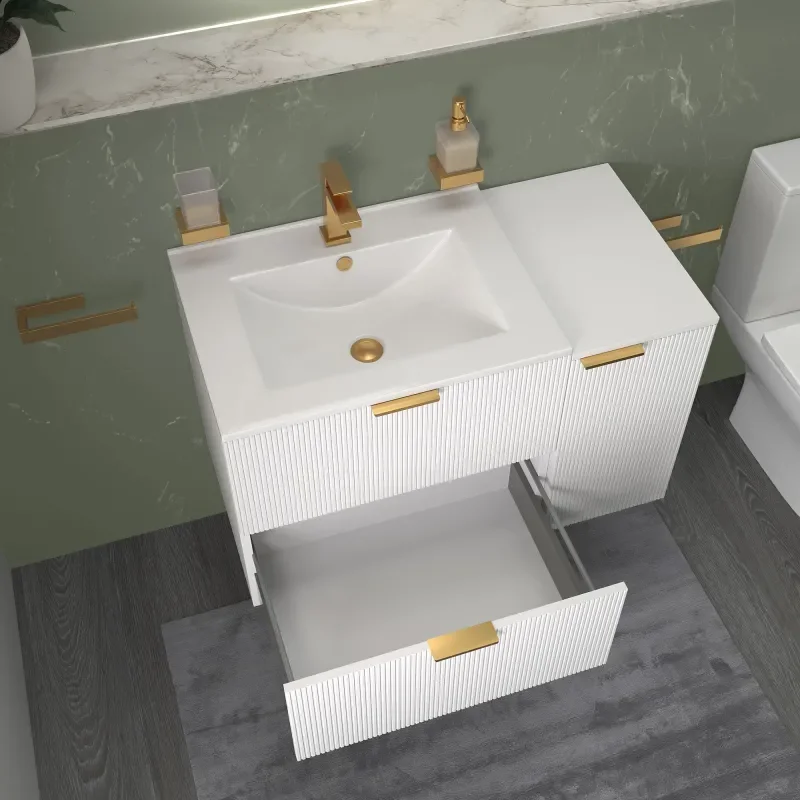 sonix white 900 wall vanity unit fluted