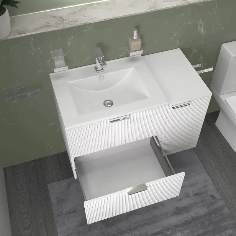 sonix white 900 wall vanity unit fluted
