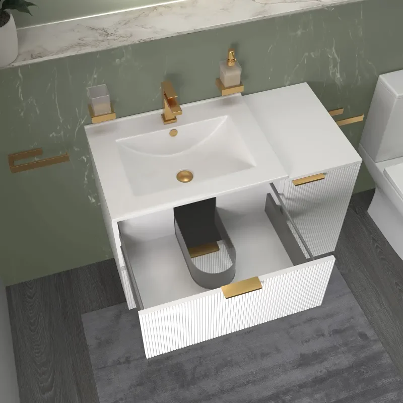 sonix white 900 wall vanity unit fluted