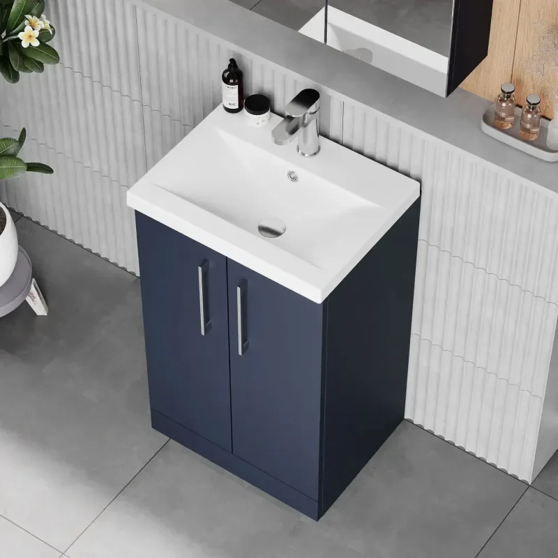 nuie arno indigo blue 500 floor vanity unit with doors