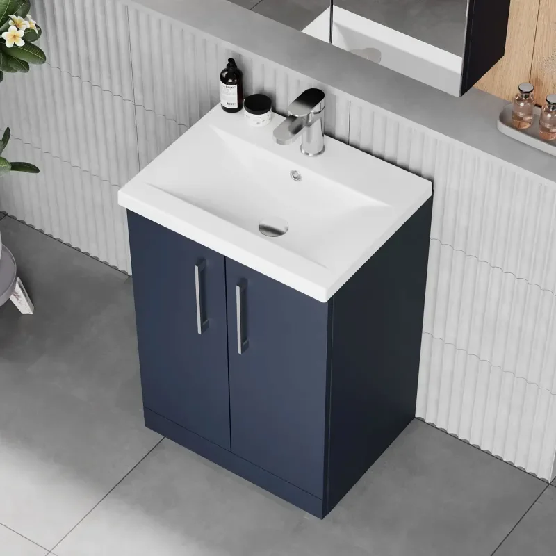 nuie arno indigo blue 600 floor vanity unit with doors