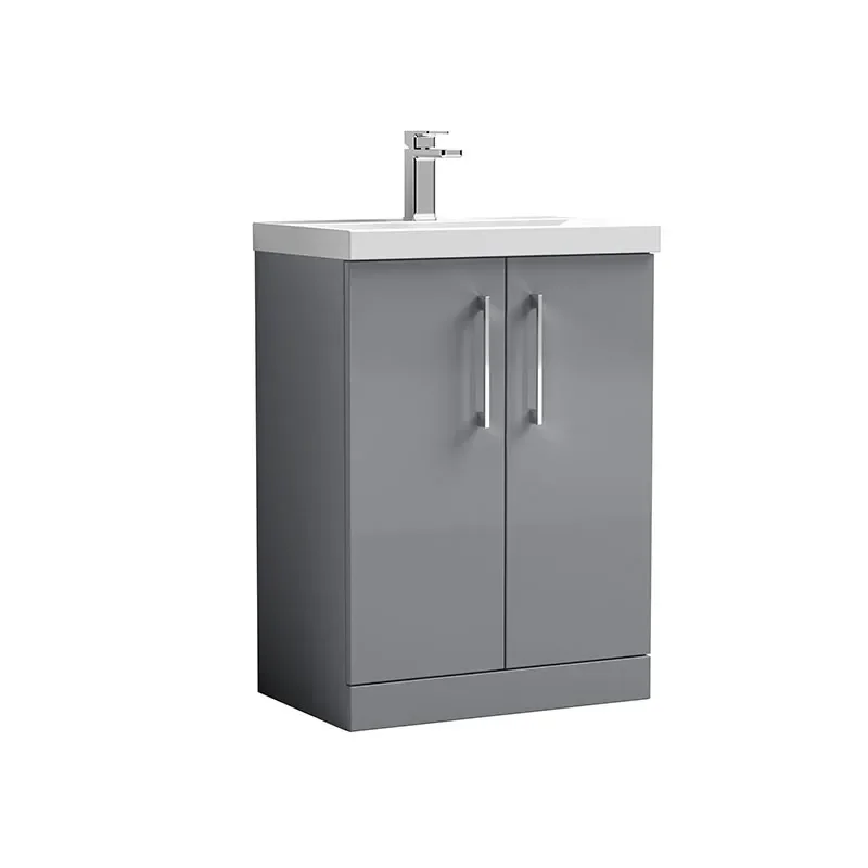 nuie arno grey 600 floorstanding vanity basin unit with doors