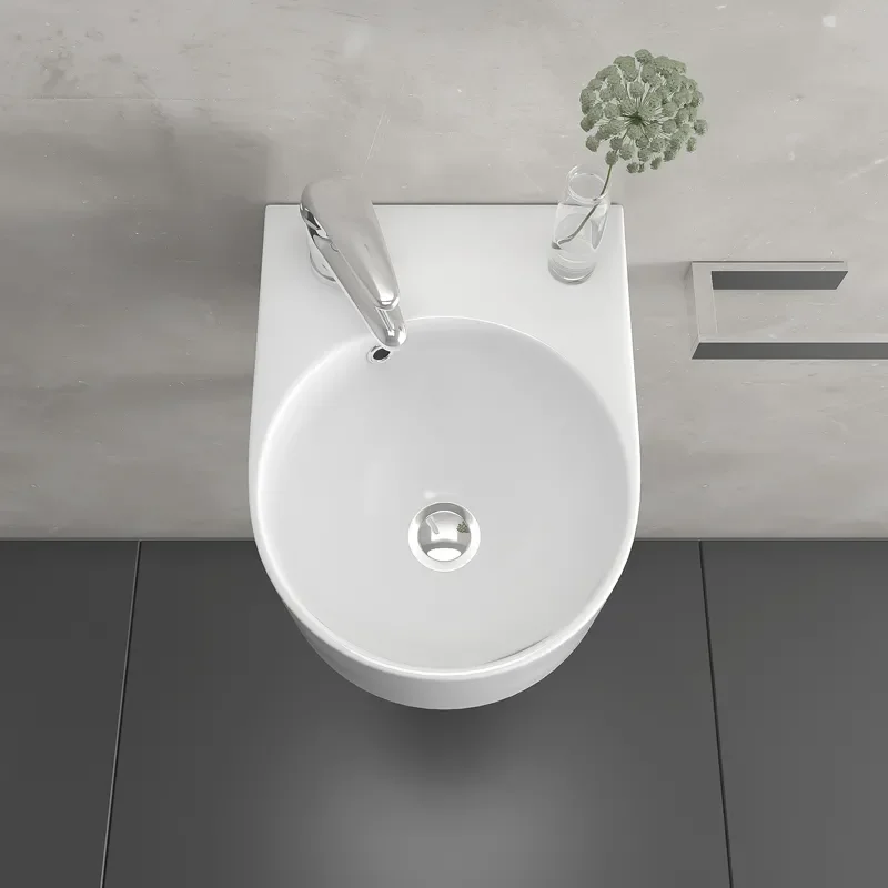 ellipse 300mm wall hung small d shape basin one taphole