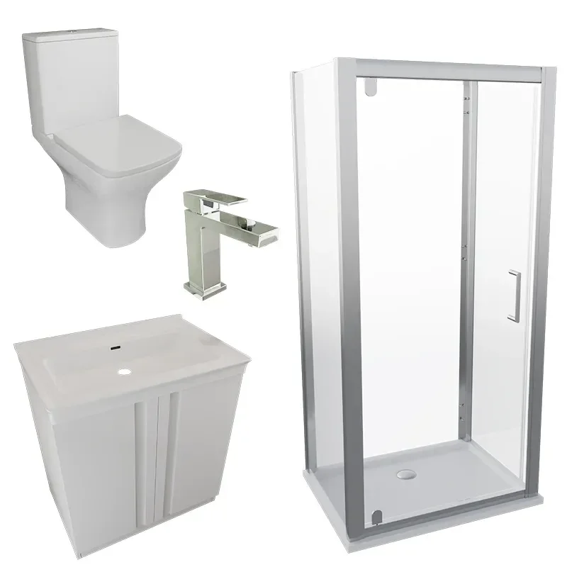 chester shower suite with 800 white floorstanding vanity and toilet
