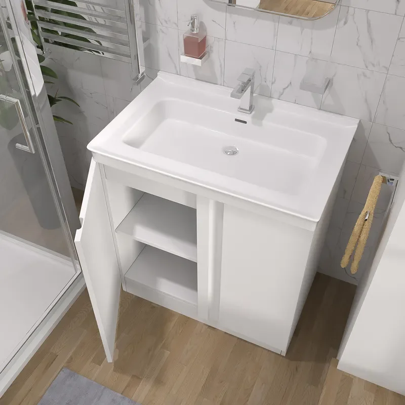 chester shower suite with 800 white floorstanding vanity and toilet