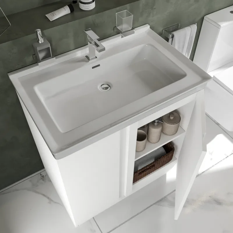 chester bath suite: 800 white floorstanding vanity unit with close coupled toilet