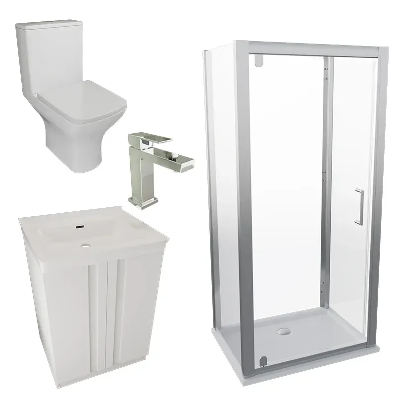 chester shower suite 600 white vanity and toilet