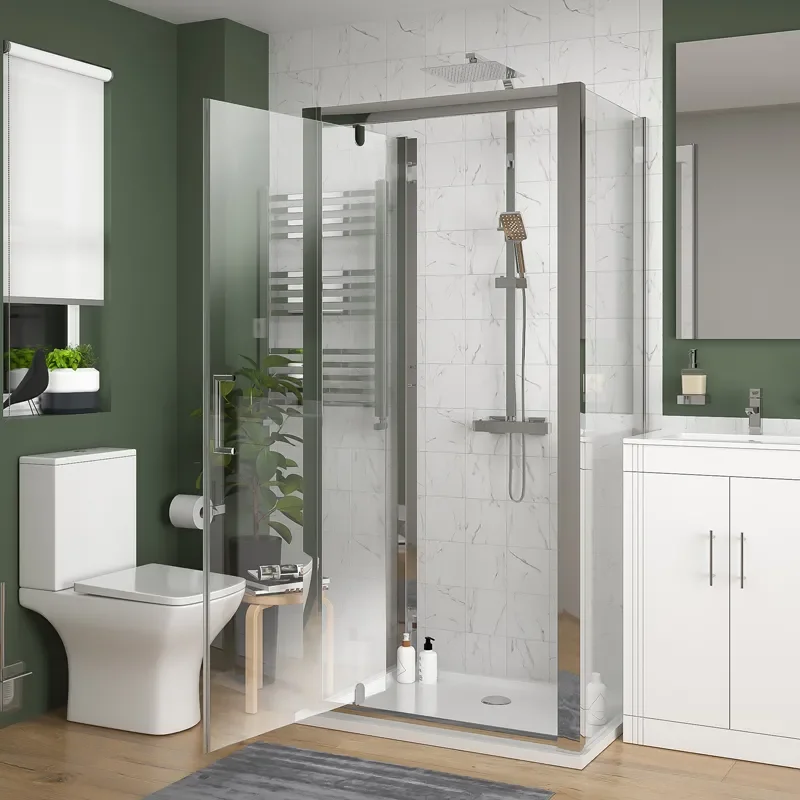 celeste shower suite: 600 white vanity unit and close coupled toilet