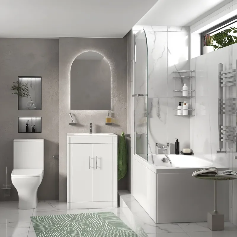 celeste bath suite: 600 white vanity unit and close coupled toilet