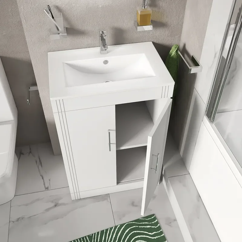 celeste bath suite: 600 white vanity unit and close coupled toilet