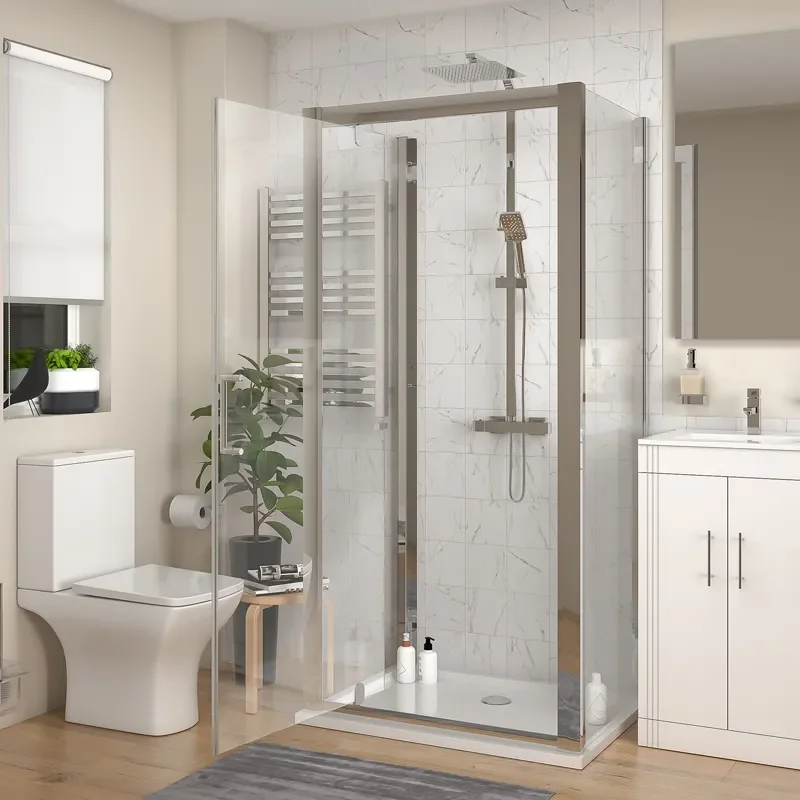 celeste shower suite: 500 white vanity unit and close coupled toilet