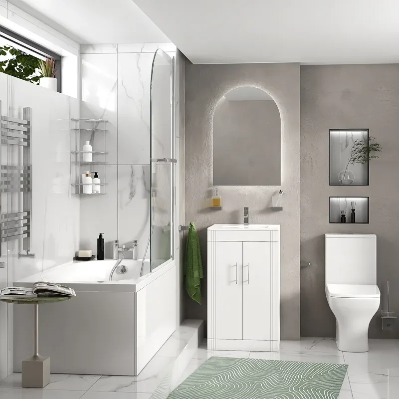 celeste bath suite: 500 white vanity unit and close coupled toilet