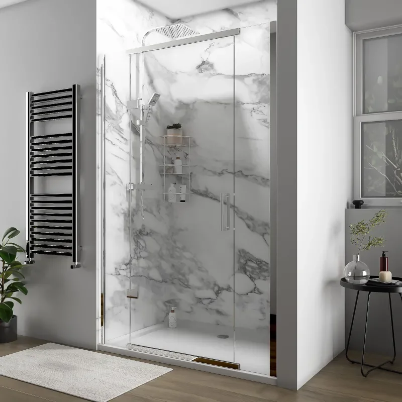 havana chrome 1300 inline hinged shower door