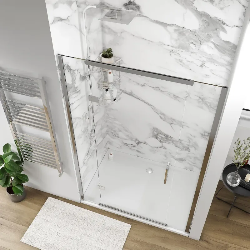 havana chrome 1300 inline hinged shower door