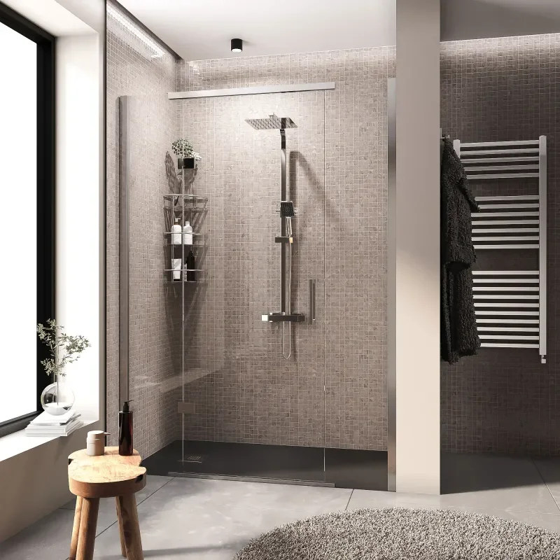 havana chrome 1400 inline hinged shower door