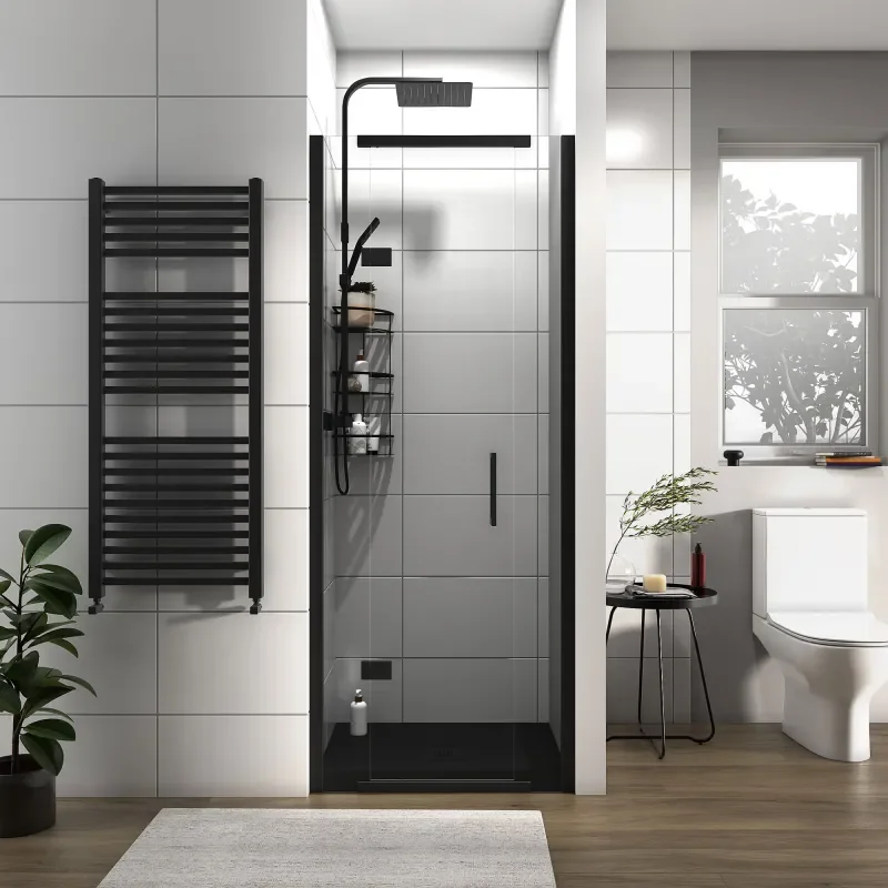 havana black 800 inline hinged shower door