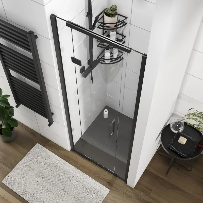havana black 800 inline hinged shower door
