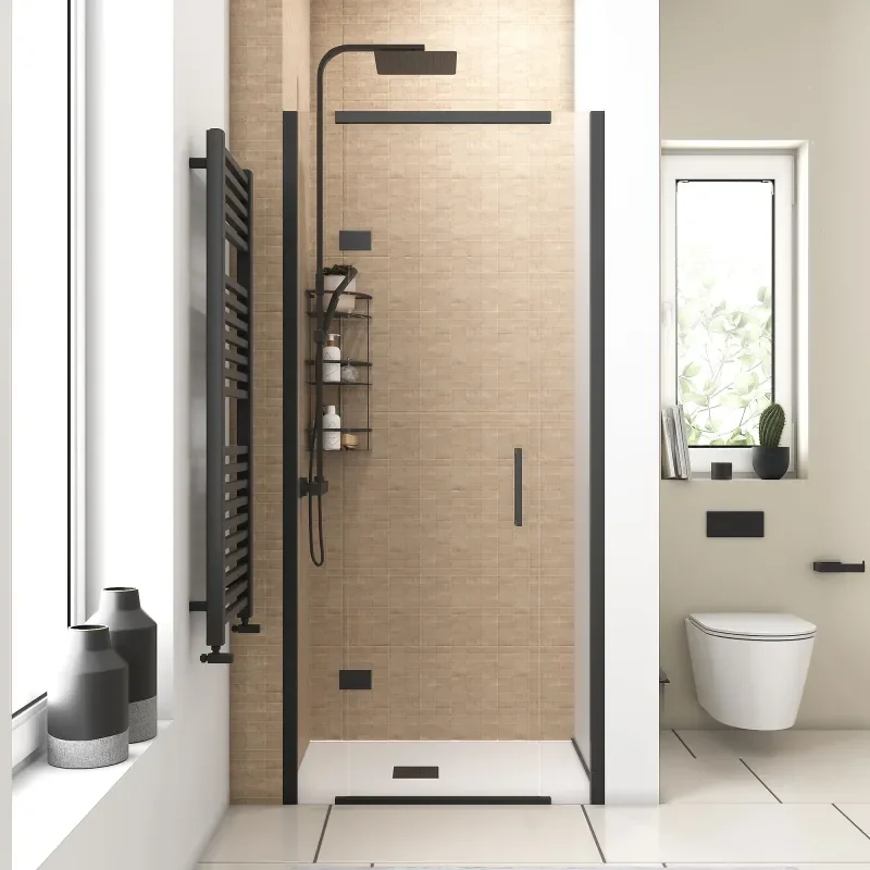 havana black 900 inline hinged shower door
