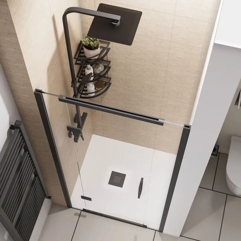 havana black 900 inline hinged shower door