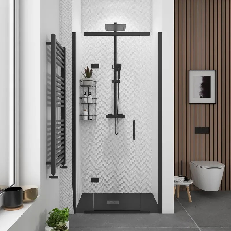 havana black 1000 inline hinged shower door