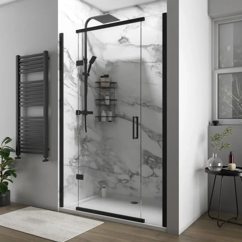 havana black 1300 inline hinged shower door