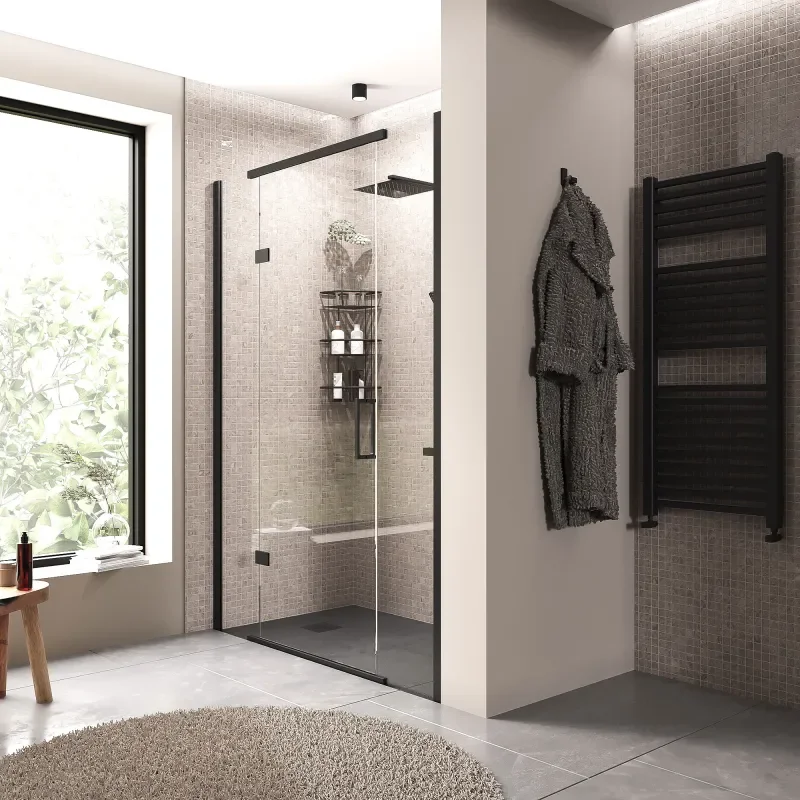 havana black 1400 inline hinged shower door