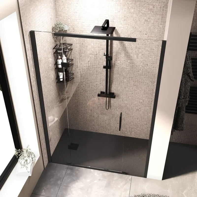 havana black 1400 inline hinged shower door