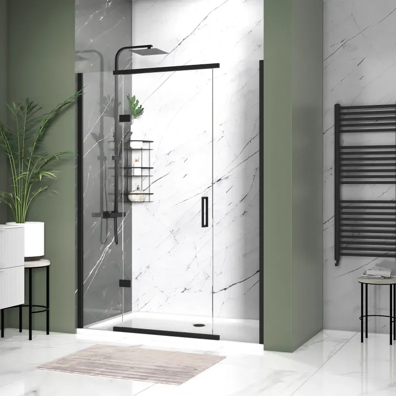 havana black 1500 inline hinged shower door
