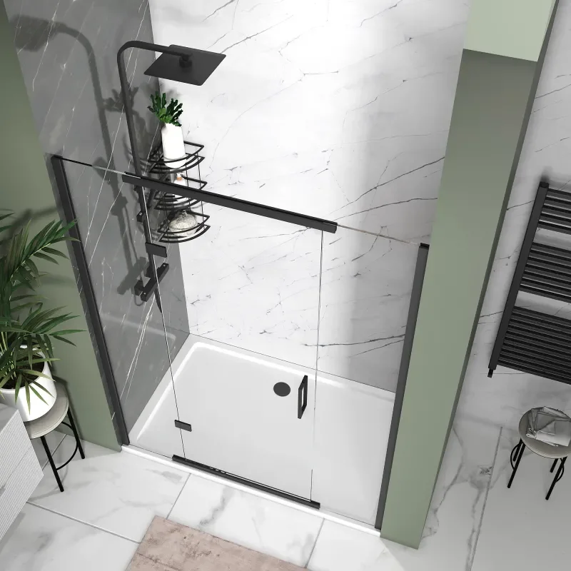 havana black 1500 inline hinged shower door