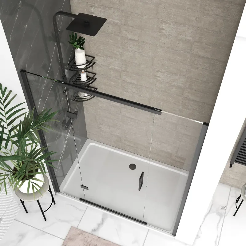 havana black 1600 inline hinged shower door