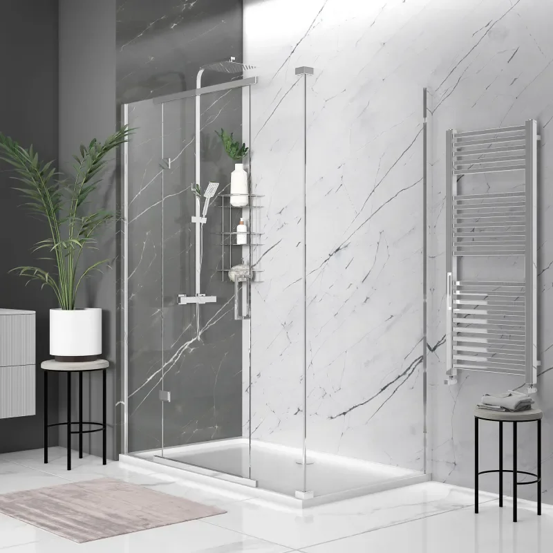 havana chrome 1500 inline hinged corner shower enclosure