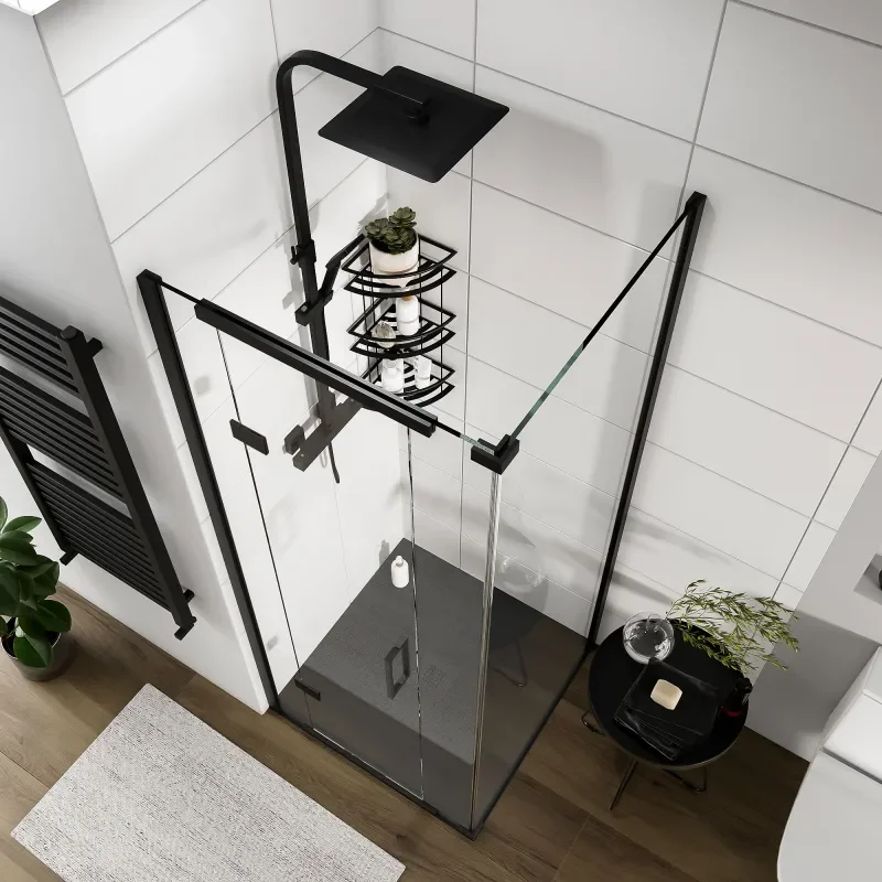 havana black 800 inline hinged corner shower enclosure
