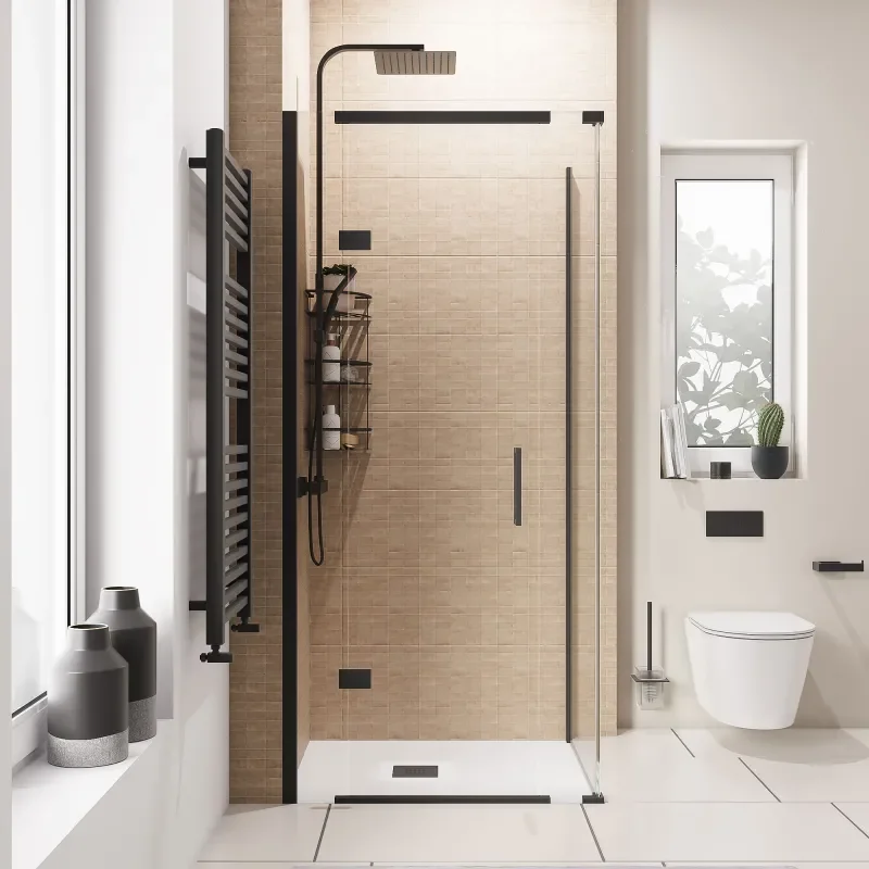 havana black 900 inline hinged corner shower enclosure