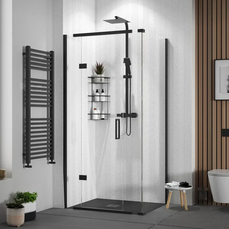 havana black 1000 inline hinged corner shower enclosure