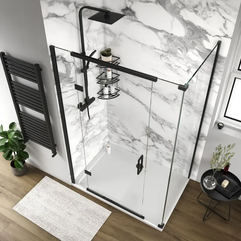 havana black 1300 inline hinged corner shower enclosure