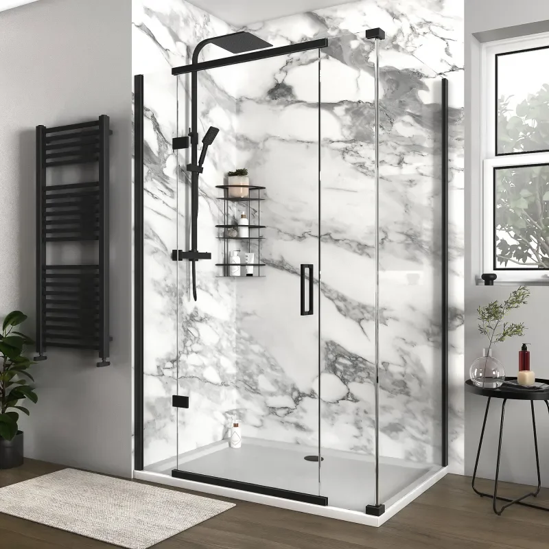 havana black 1300 inline hinged corner shower enclosure