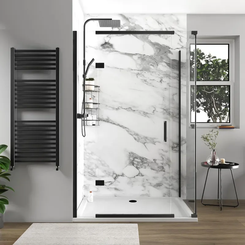havana black 1300 inline hinged corner shower enclosure