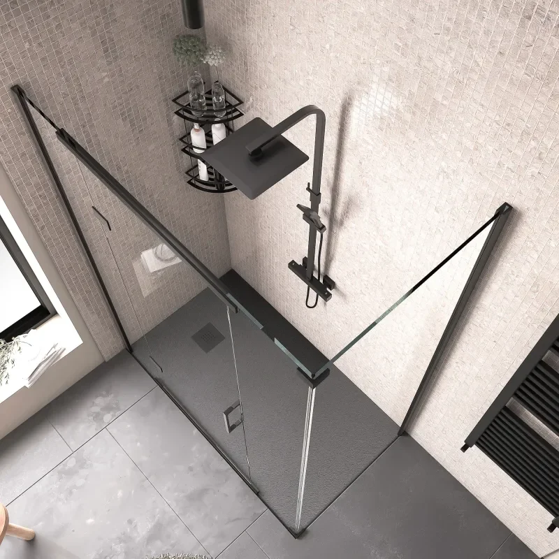 havana black 1400 inline hinged corner shower enclosure