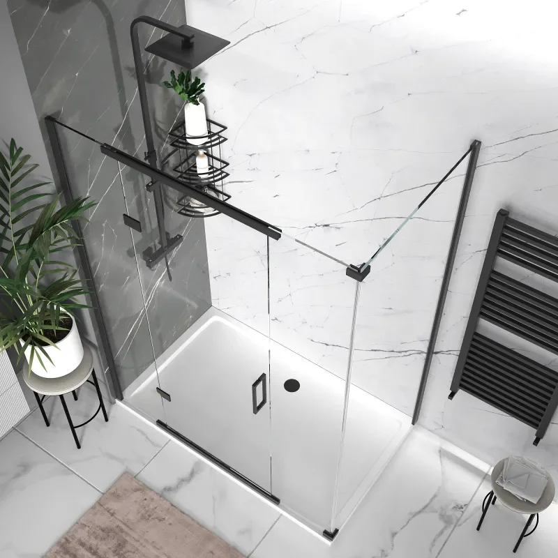 havana black 1500 inline hinged corner shower enclosure