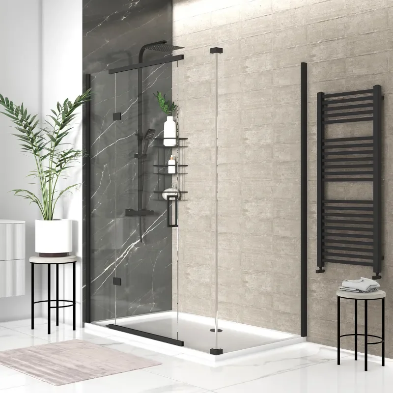 havana black 1600 inline hinged corner shower enclosure