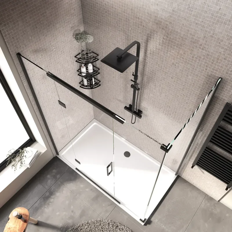 havana black 1700 inline hinged corner shower enclosure