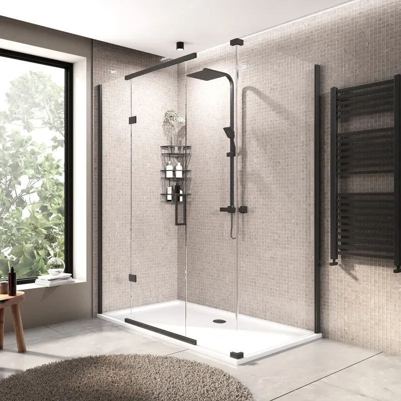 havana black 1700 inline hinged corner shower enclosure